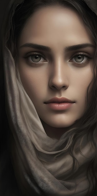 A photorealistic portrait of a stunningly beautiful women