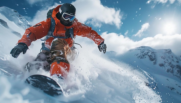 Photorealistic Snowboarder Performing a Jump in Winter Sports Adventure