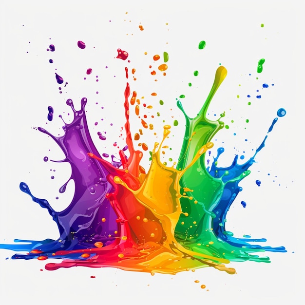 Photorealistic splash of multicolored paints