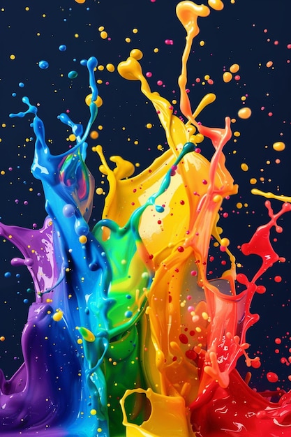 Photorealistic splash of multicolored paints