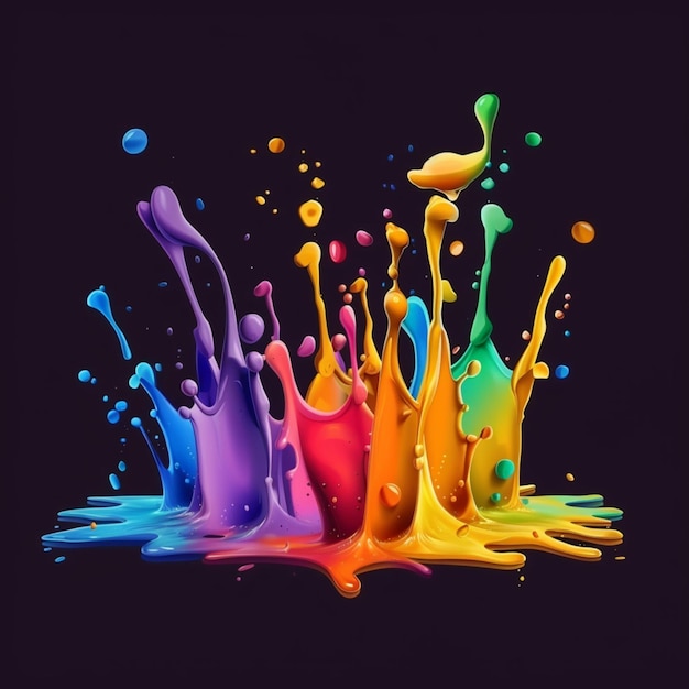 Photorealistic splash of multicolored paints