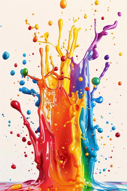 Photorealistic splash of multicolored paints