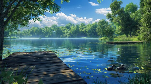 Photo photorealistic summer lake