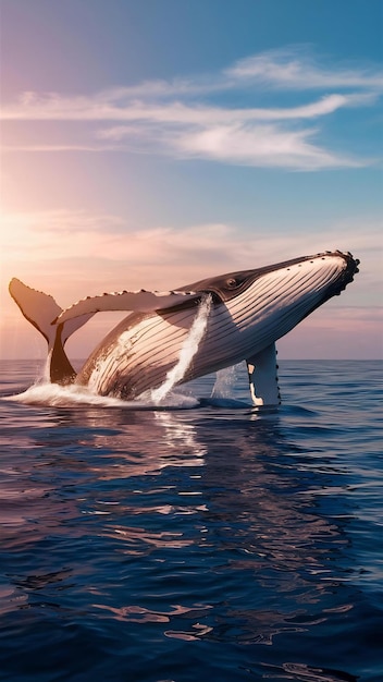 Photo photorealistic whale crossing the ocean