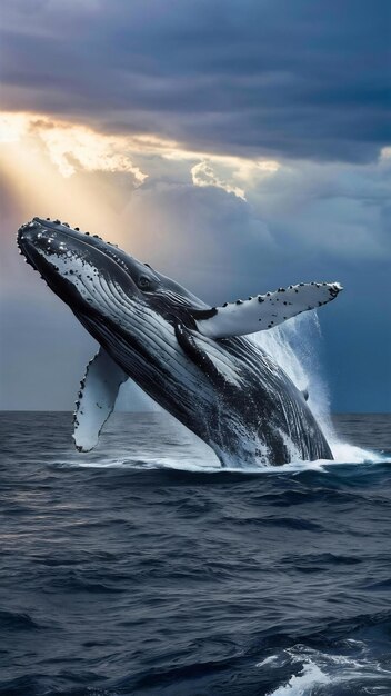 Photo photorealistic whale crossing the ocean