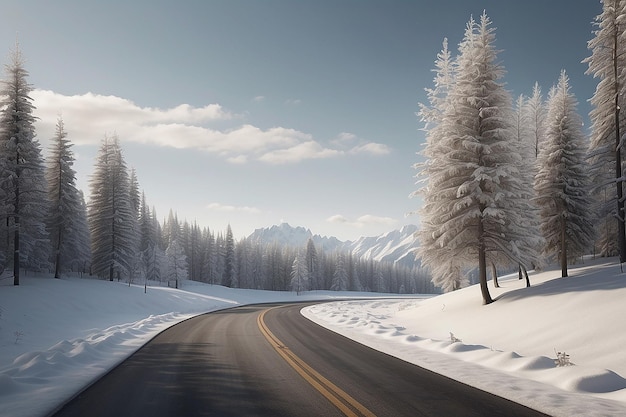 Photo photorealistic winter road scene