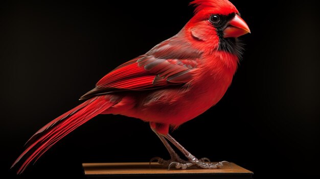 Photorealistic Wood Sculpture Majestic Red Cardinal In Bold Chromaticity