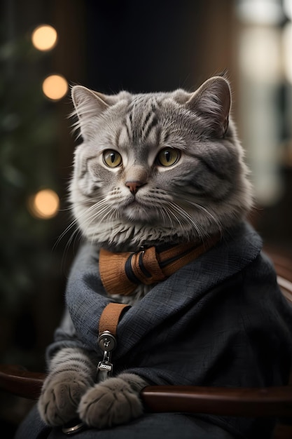 photos cute pet fluffy gray cat is lying on a wooden table