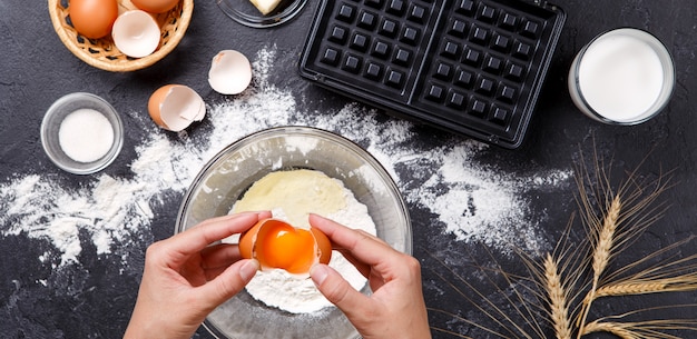 Photos on top of ingredients for Viennese waffles