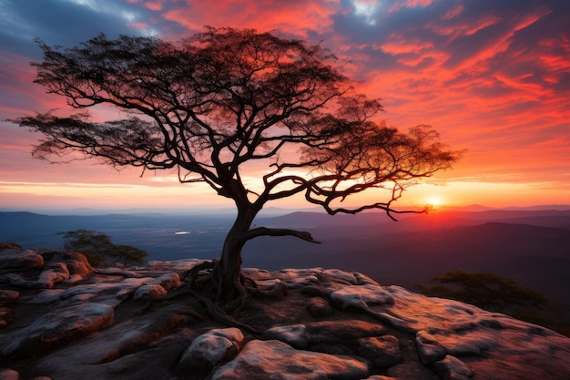 The Phu Hin Rong Kla National Park offers views of the Milky Way galaxy as well as a tree silhouett