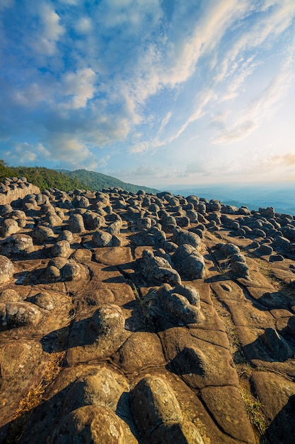 Phu Hin Rong Kla National Park, Thailand,Sunset at Lan Hin Pum under colorful sky