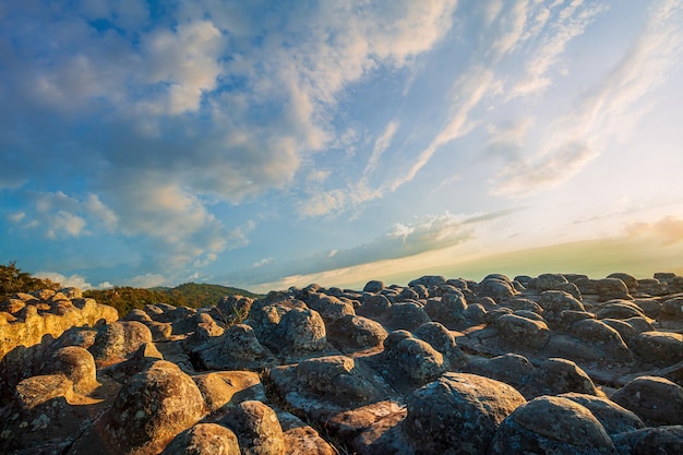 Phu Hin Rong Kla National Park, Thailand,Sunset at Lan Hin Pum under colorful sky