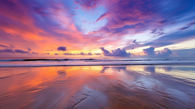 phuket beach sunset colorful cloudy twilight sky reflection amazing view