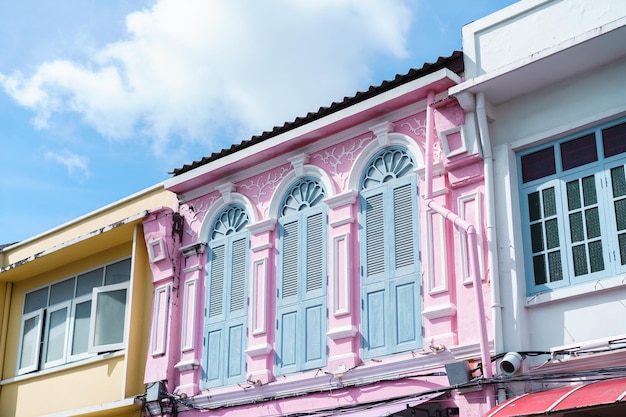 Phuket old town with Building Sino Portuguese architecture at Phuket Old Town area Phuket Thailand