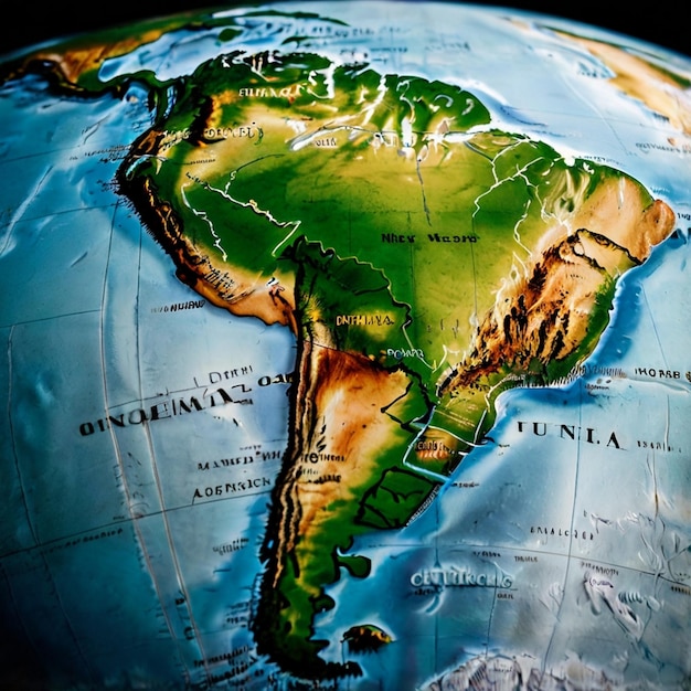 Photo physical map of south america created with ai