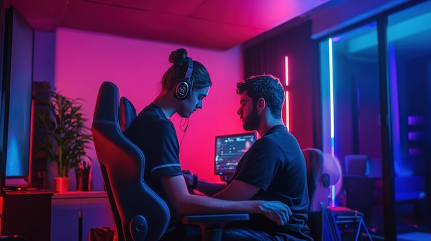 Photo a physical therapist assisting an esports player with stretches and exercises aimed at improving flexibility and reducing the risk of injury