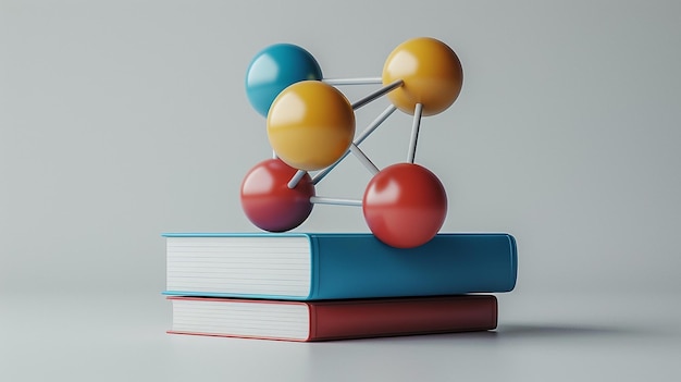 Photo physics books stack on white background