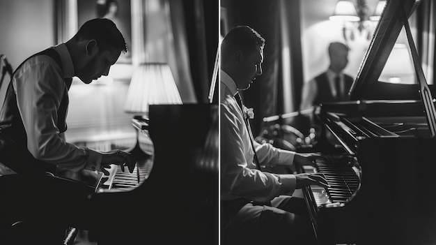 Photo pianist playing a grand piano