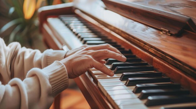 Piano instrument with playeer hands Illustration generated by ai