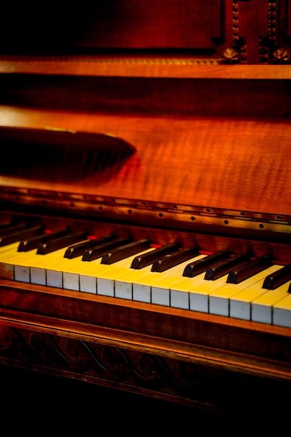 Piano keyboard classical grand piano music instrument closeup Musical entertainment background