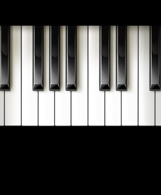 Photo piano keyboard close view illustration black and white piano keys template