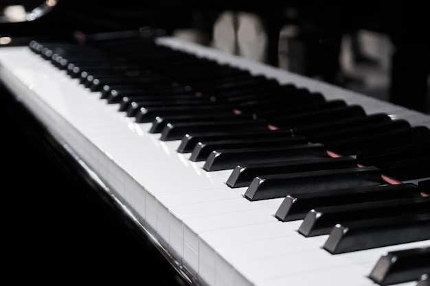 Piano keyboard closeup, musical instrument