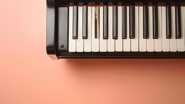 Piano Keyboard on Flat Color Background