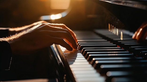 Piano Keys and Hands A CloseUp Masterpiece