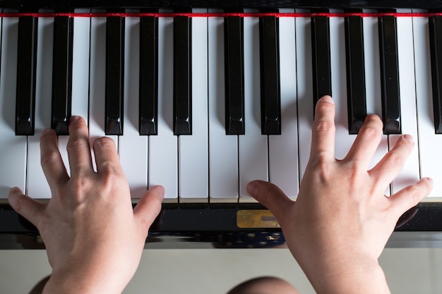 Piano keys ,side view of instrument musical tool.