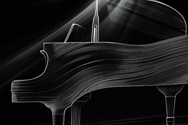 Photo a piano with a black background and a piano keys