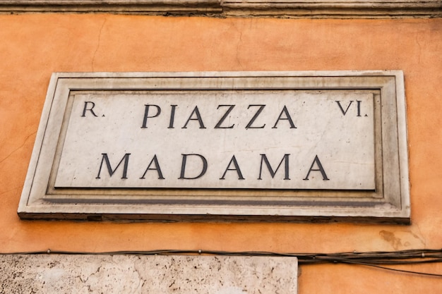 Piazza Madama Street Sign in Rome Italy