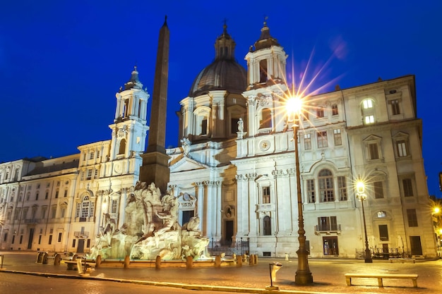 The Piazza Navona at night Rome Italy