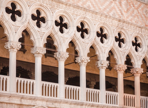 Piazza San Marco, Venice, Italy. Details in perspective on old palace facades.