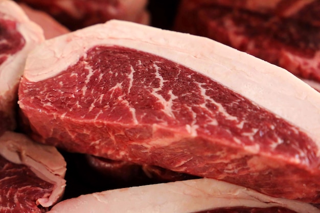 Picanha raw Traditional Steak barbecue in Brazil Slices of Picanha Top view