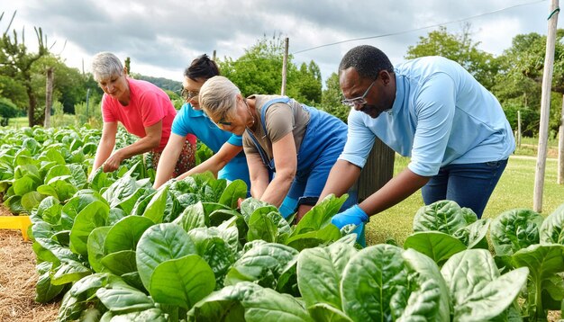 Photo picking fresh spinach