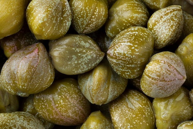 Pickled capers close up full frame