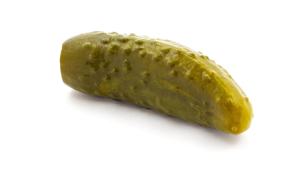 Pickled cucumber on white isolated background with shadow