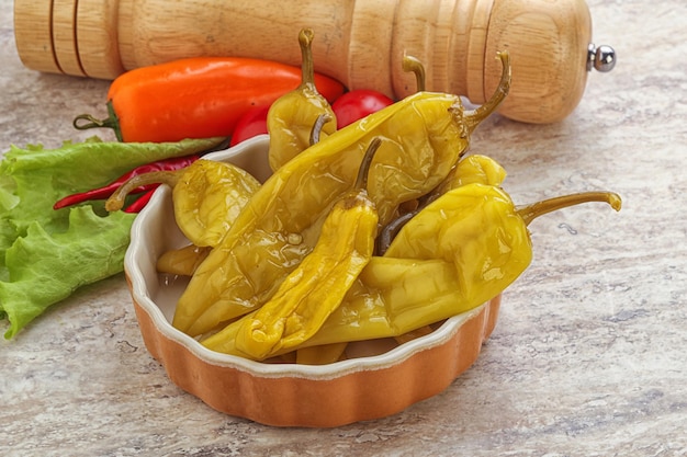 Pickled marinated spicy green pepper snack