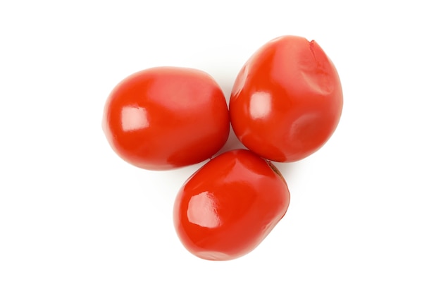 Pickled red tomato isolated on white background