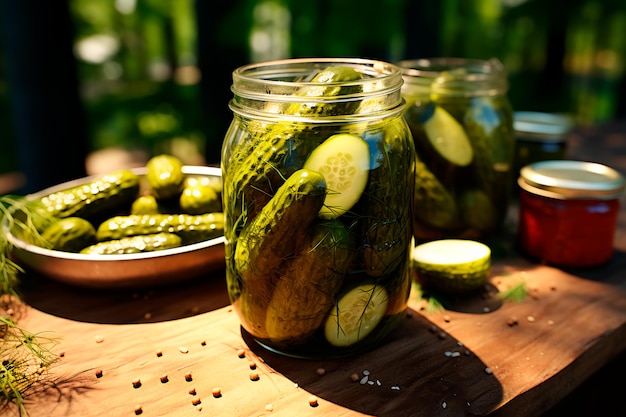 Pickles in a jar Closing for the winter Homemade pickles AI Generated