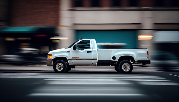 Pickup motion image car running on the road with blurred background 4x4 auto for travel and expeditions