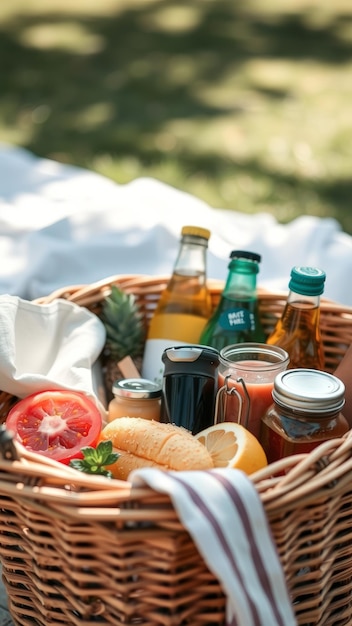 Photo picnic basket full of summer treats