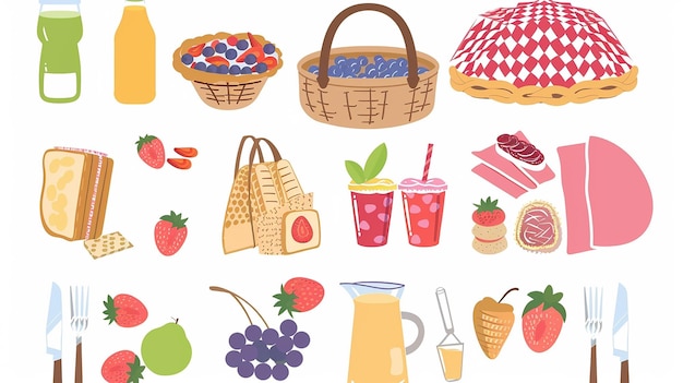 Photo picnic basket for park party vector illustration