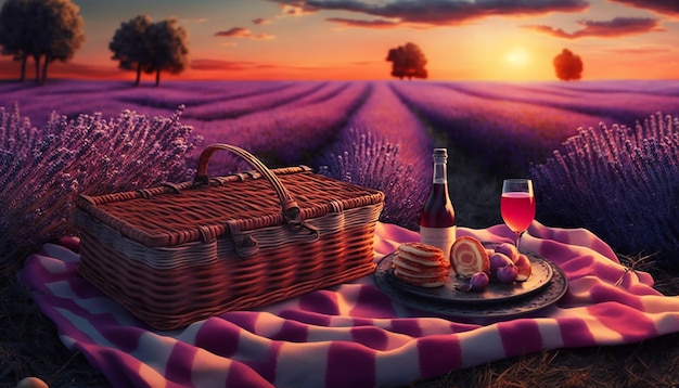 Picnic in the lavender field