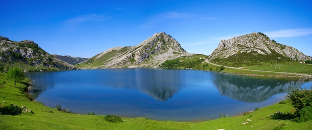 Picos de Europa Enol lake in Asturias Spain