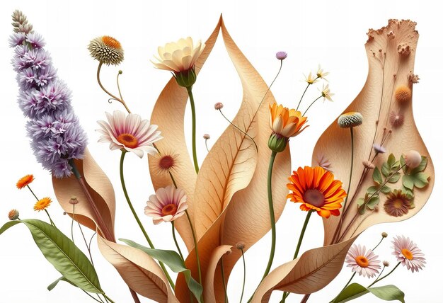 Picture Abstract organic shapes plants and flowers hyperrealistic photography surrealism