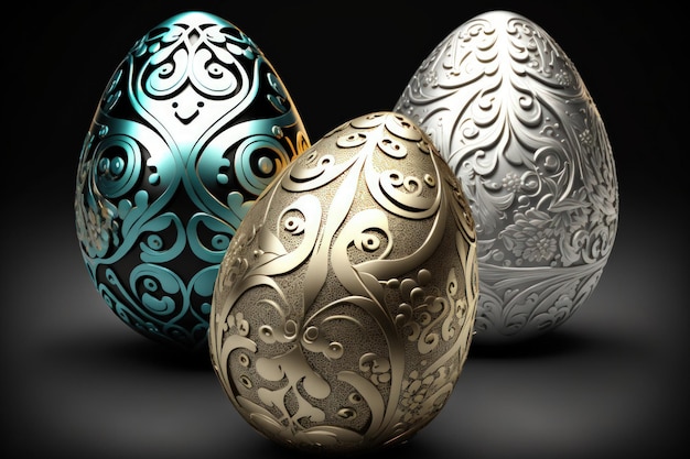 Picture of adorned silver easter eggs