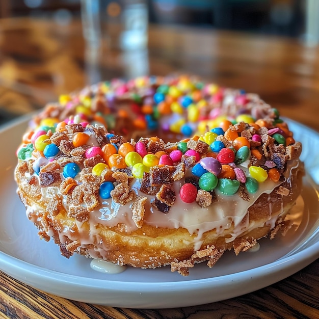 Picture of assorted donuts in a box with chocolate frosted pink glazed and sprinkles donuts