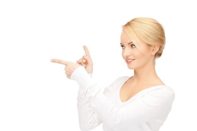 picture of attractive businesswoman pointing her finger