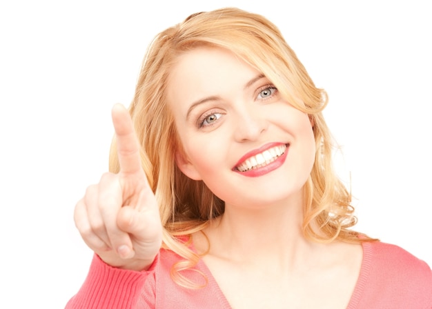 picture of attractive businesswoman pointing her finger